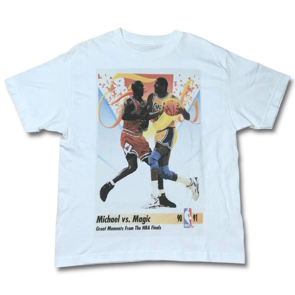 Michael  Vs Magic Johnson T-Shirt Mens  White Cotton  Finals